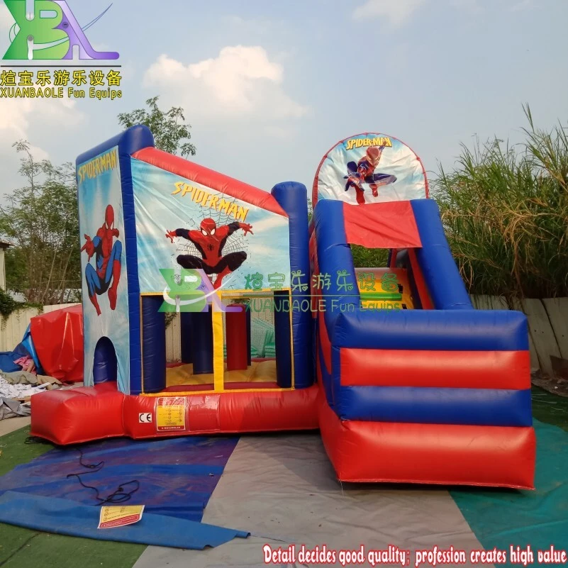 Château gonflable Spiderman avec toboggan intégré – Structure gonflable commerciale 1
