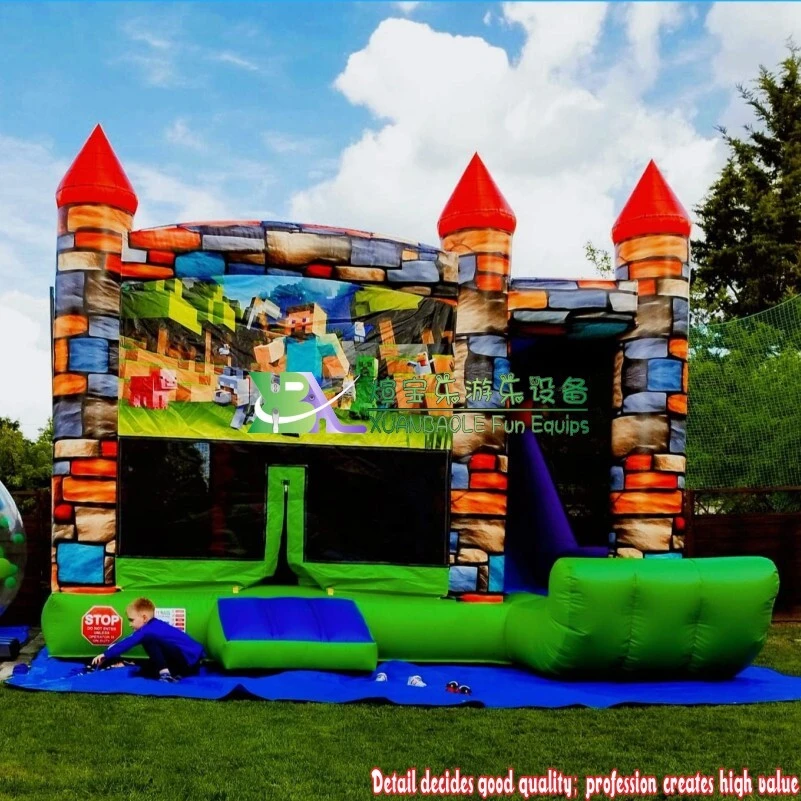 Minecraft Themed Inflatable Jump House Castle – Kids' Jumper with Slide 1