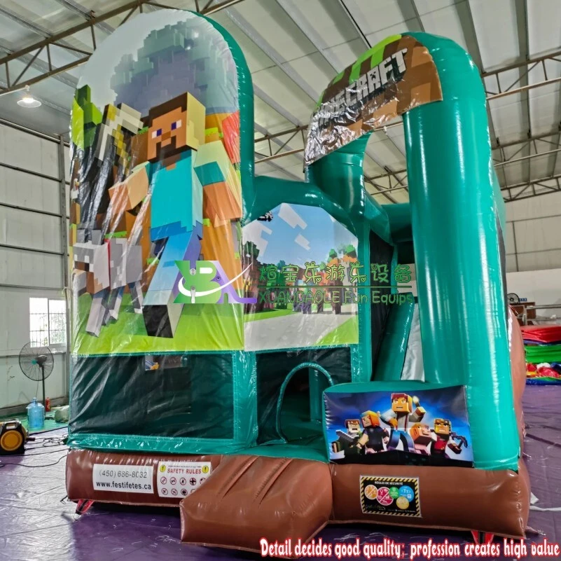 Château gonflable Minecraft commercial avec toboggan 1