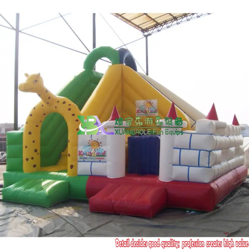 Giraffe Themed Inflatable Bounce House with Slide – Kids' Playland Combo 6
