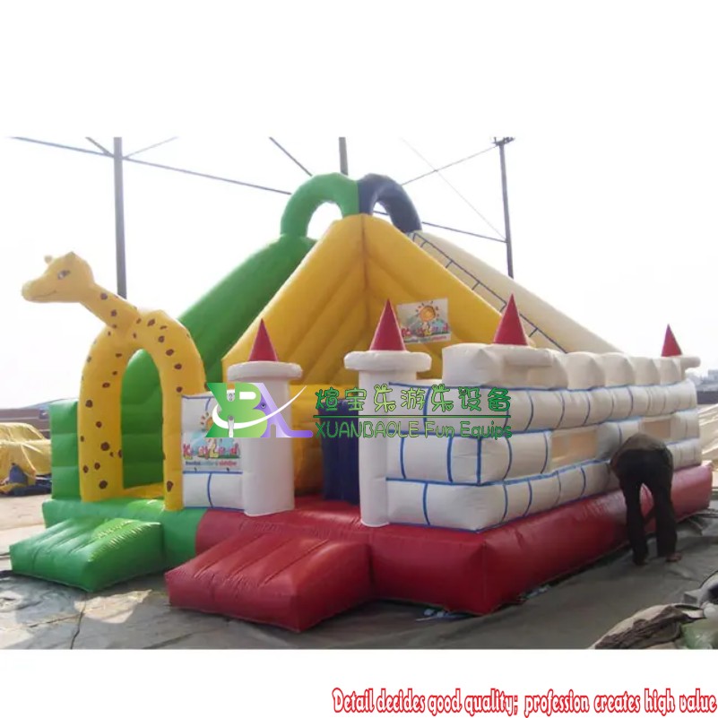 Giraffe Themed Inflatable Bounce House with Slide – Kids' Playland Combo 3