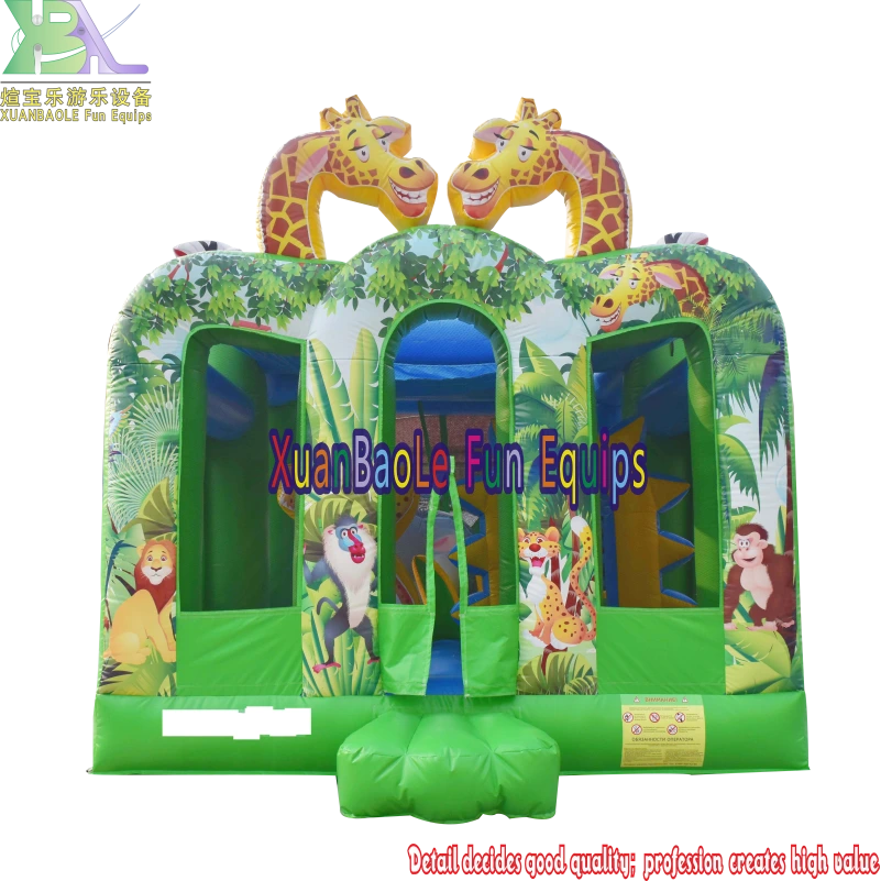 Dual Giraffe Jungle Animals Inflatable Bouncy House Inflatable Bouncy Castle Slide for Kids 1