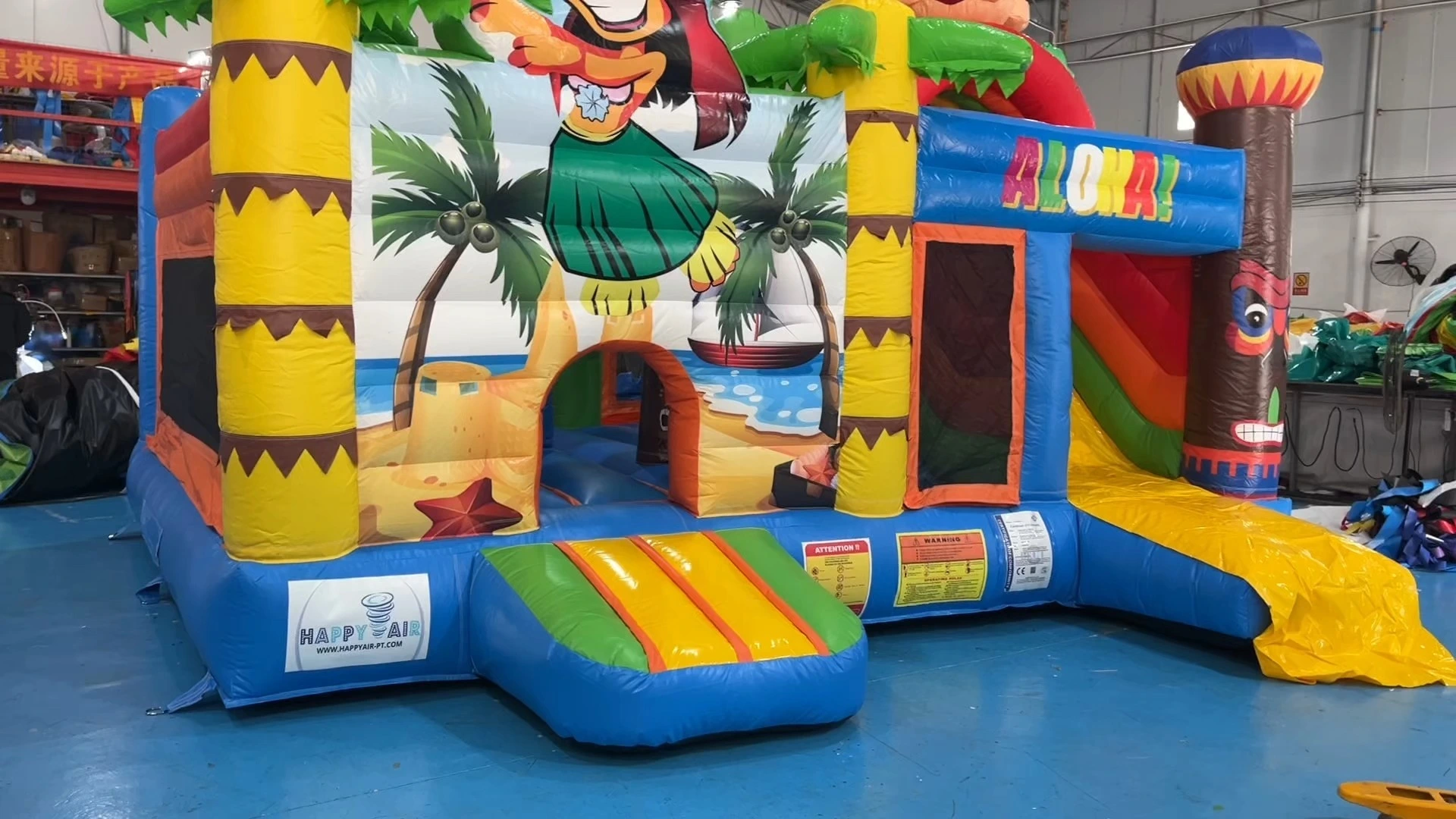 Castillo inflable con tobogán Hawaii Aloha - Combo de castillo inflable de calidad comercial 1