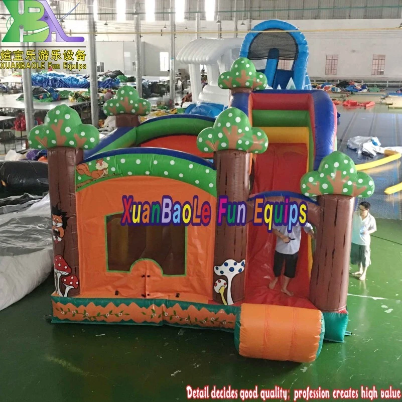 Mini château gonflable jungle combiné – Structure gonflable tout-en-un avec toboggan sec pour jardin 1