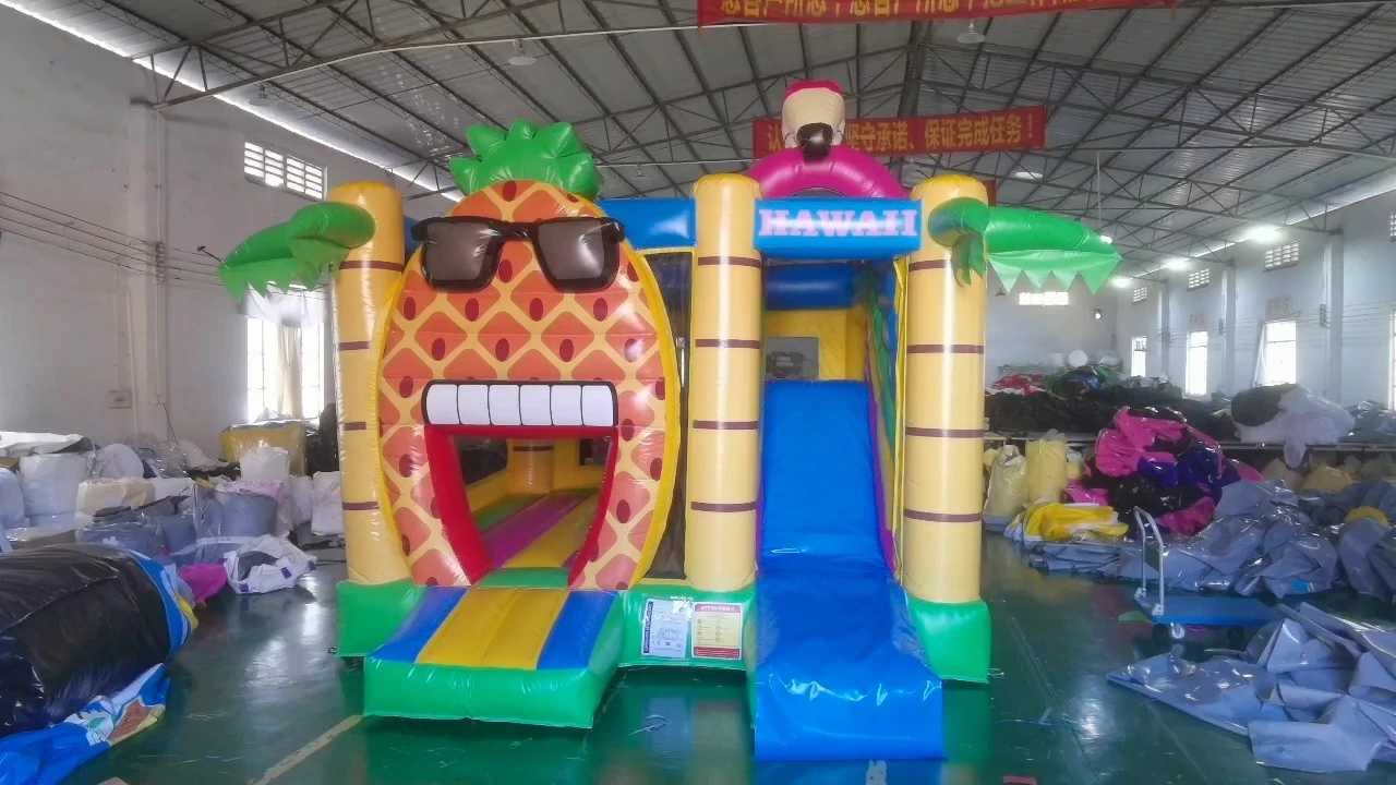Château gonflable Hawaii Flamingo Pineapple avec toboggan – Château gonflable en PVC résistant 1