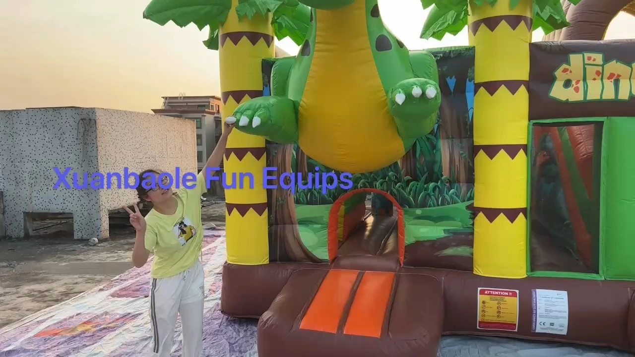 Dino Park Inflatable Bounce House Combo – Mega Dinosaur Playland for Kids' Party Events 1