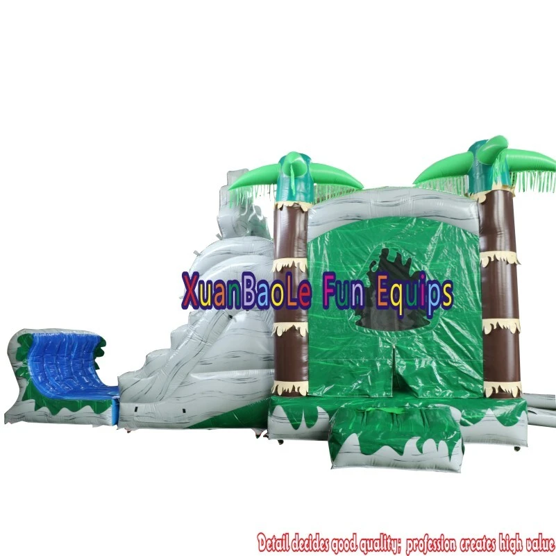 Castillo inflable de aventura en la jungla tropical hecho a medida con toboganes inflables 1