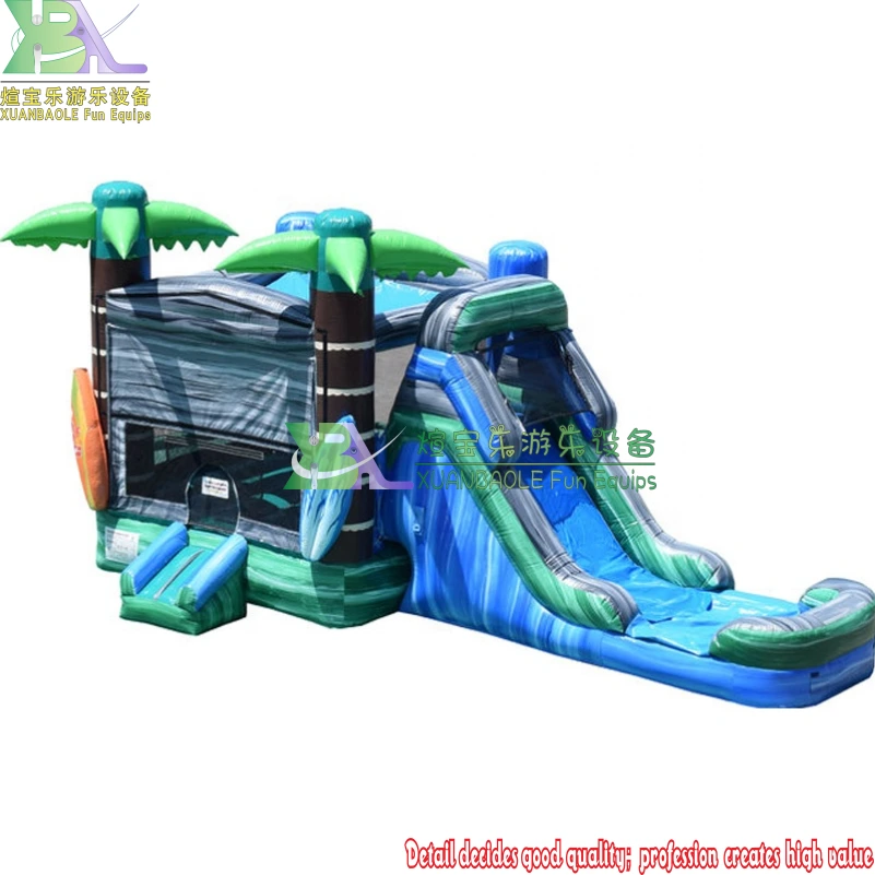 Commercial Grade Tropical Ocean Wave Inflatable Bounce House with Slide 1