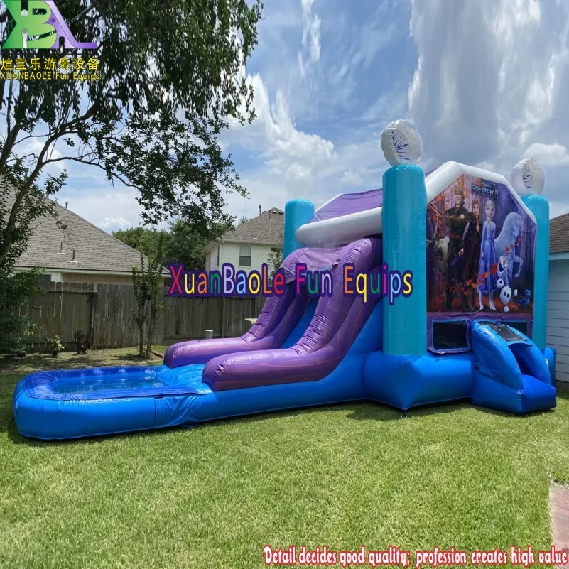 Combo de tobogán acuático Frozen Ice Castle, combos inflables húmedos/secos para fiesta de cumpleaños de niños 1