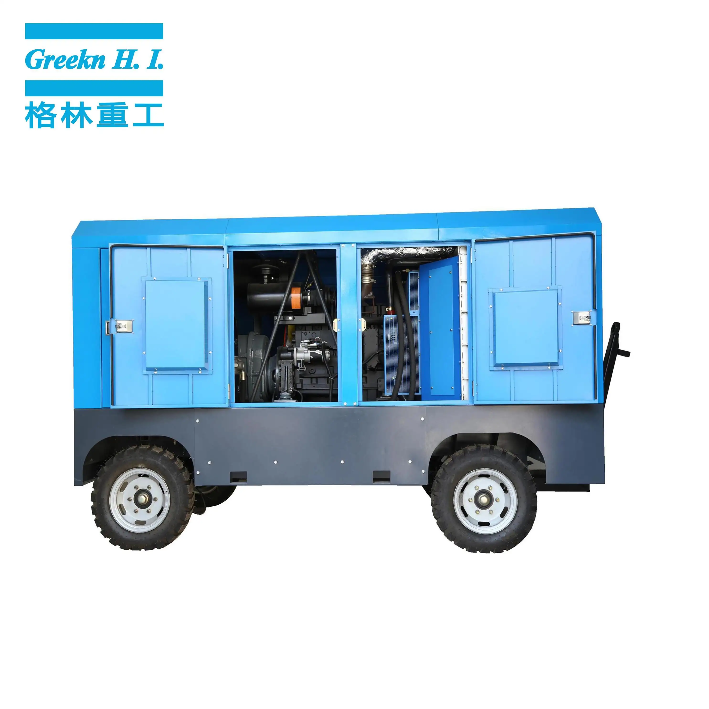 Diesel Engine Driven Air Compressor Greekn HI Portable Rotary Screw Air Compressor Wholesale - Greeknhi Screw Air Compressor 2