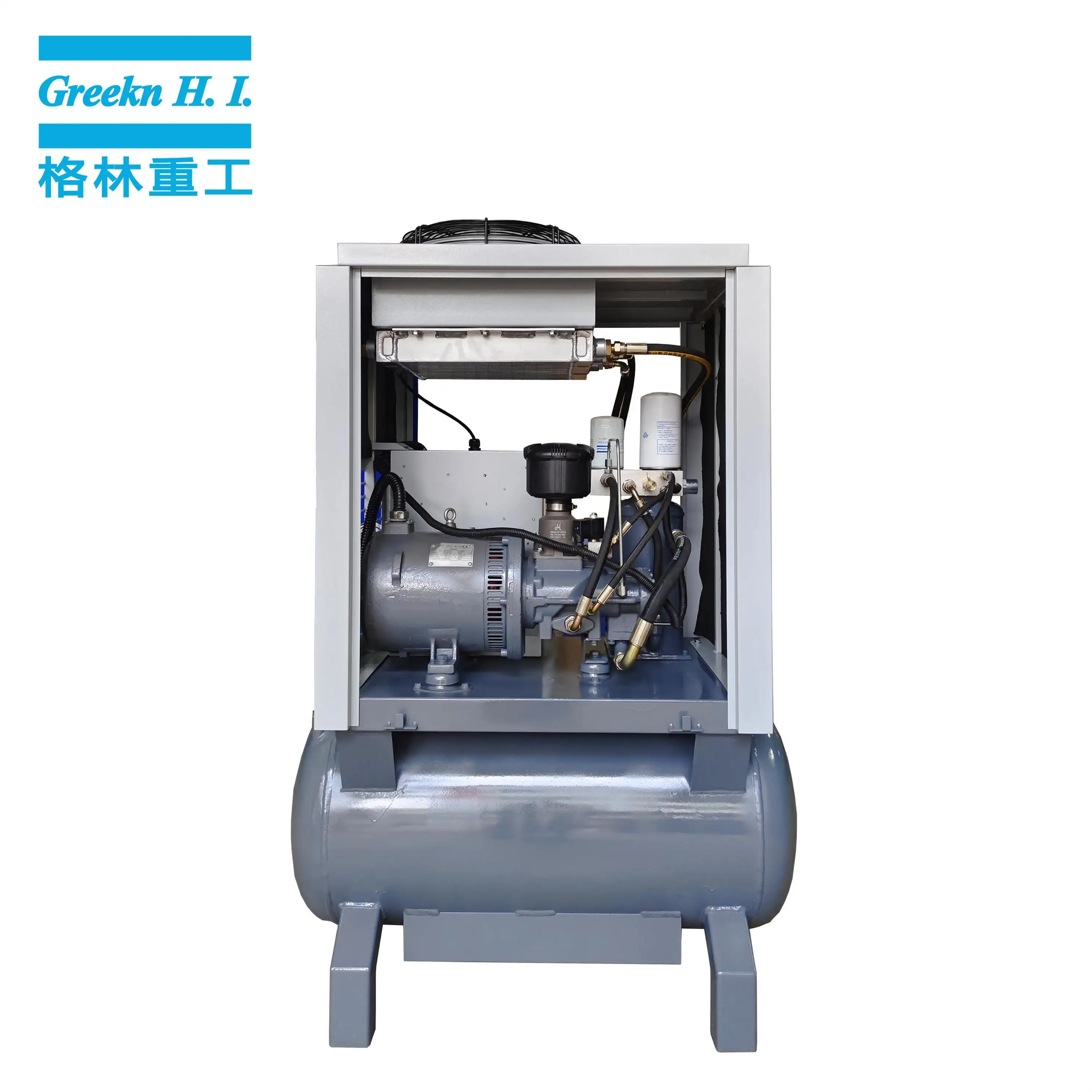 Greekn HI Air Screw Compressor With Tank Mounted 7.5kW Fixed Speed Air Screw Compressor 3