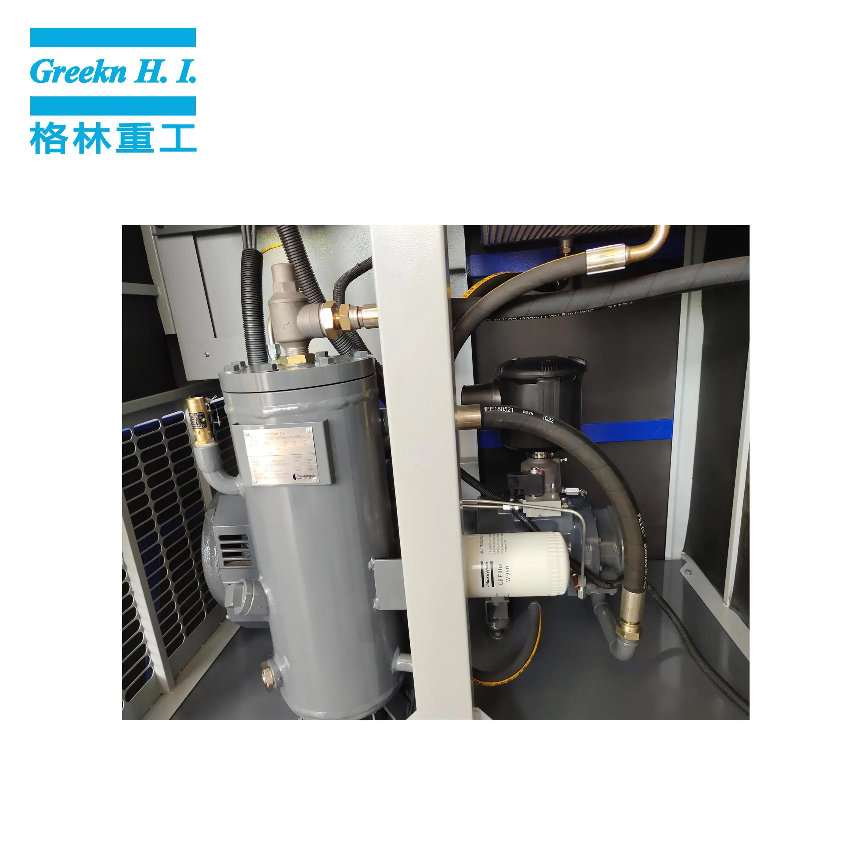 Greeknhi Air Compressor GM15T 15kW 16bar Integrated Industrial Screw Air Compressor For Laser Cutting Machine 5