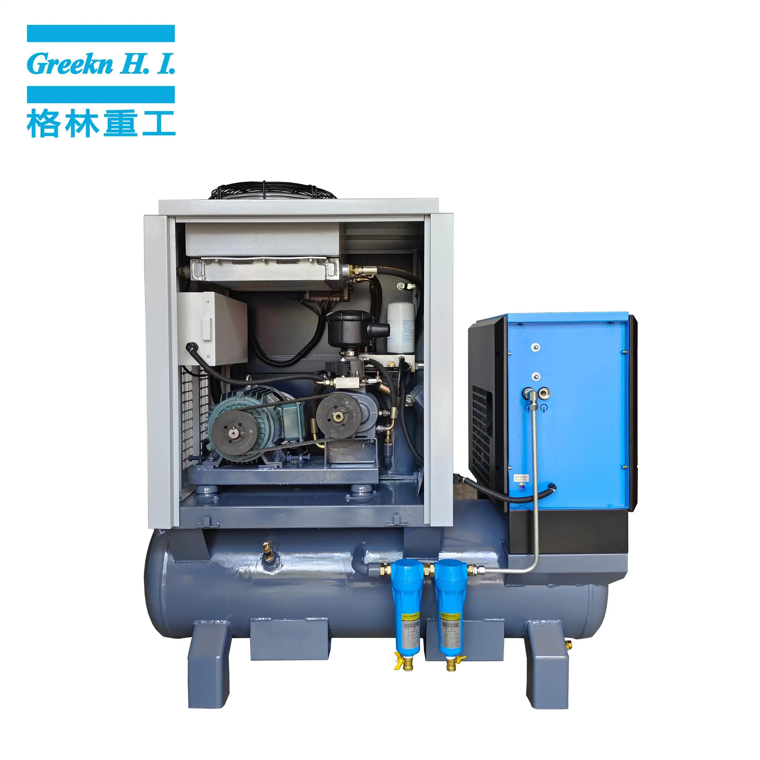 Greekn HI 4.5kW 6HP GA4T Small All In One Screw Air Compressor With Tank Mounted 3