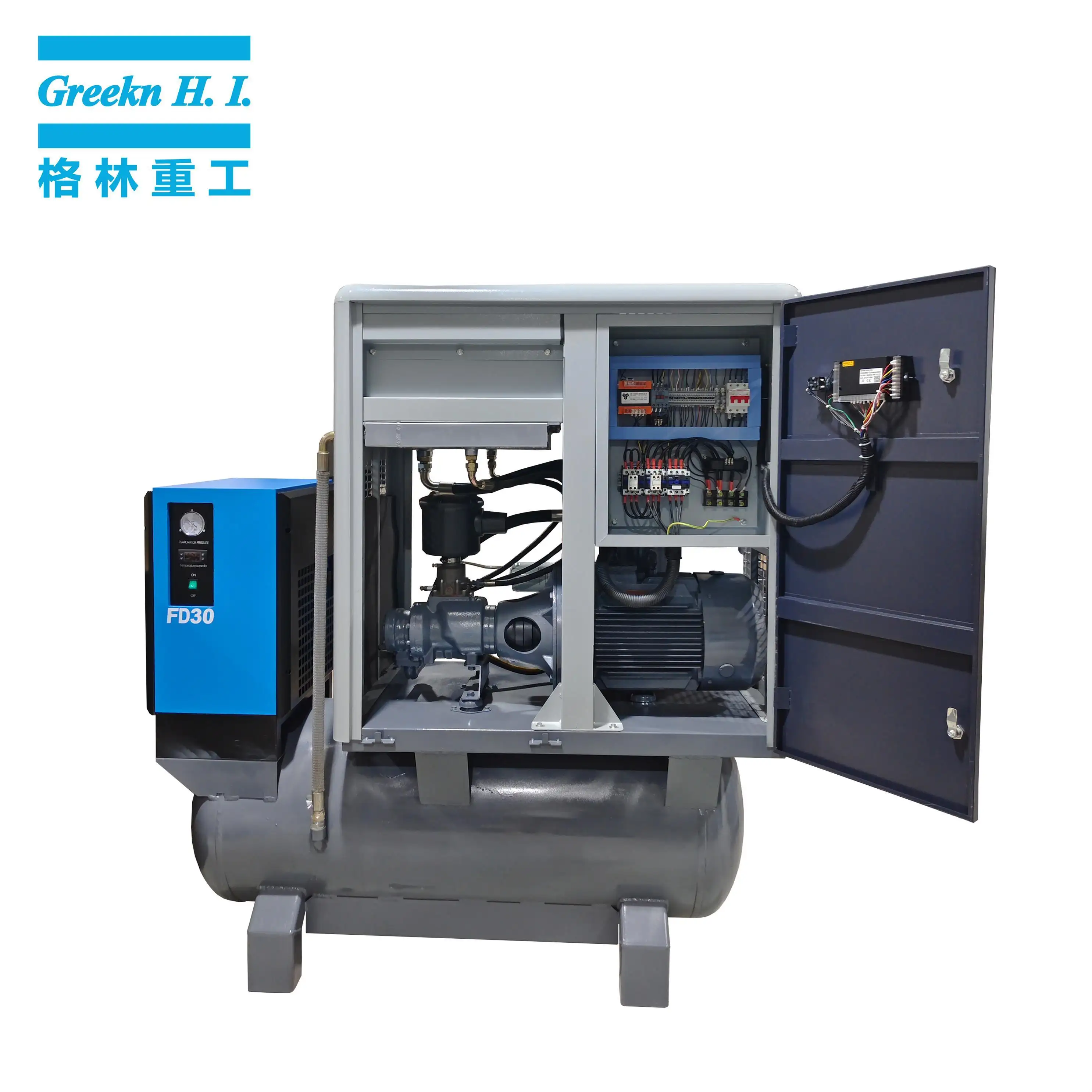 Greekn HI Tank Mounted Fixed Speed Electric Screw Air Compressor Supplier 3