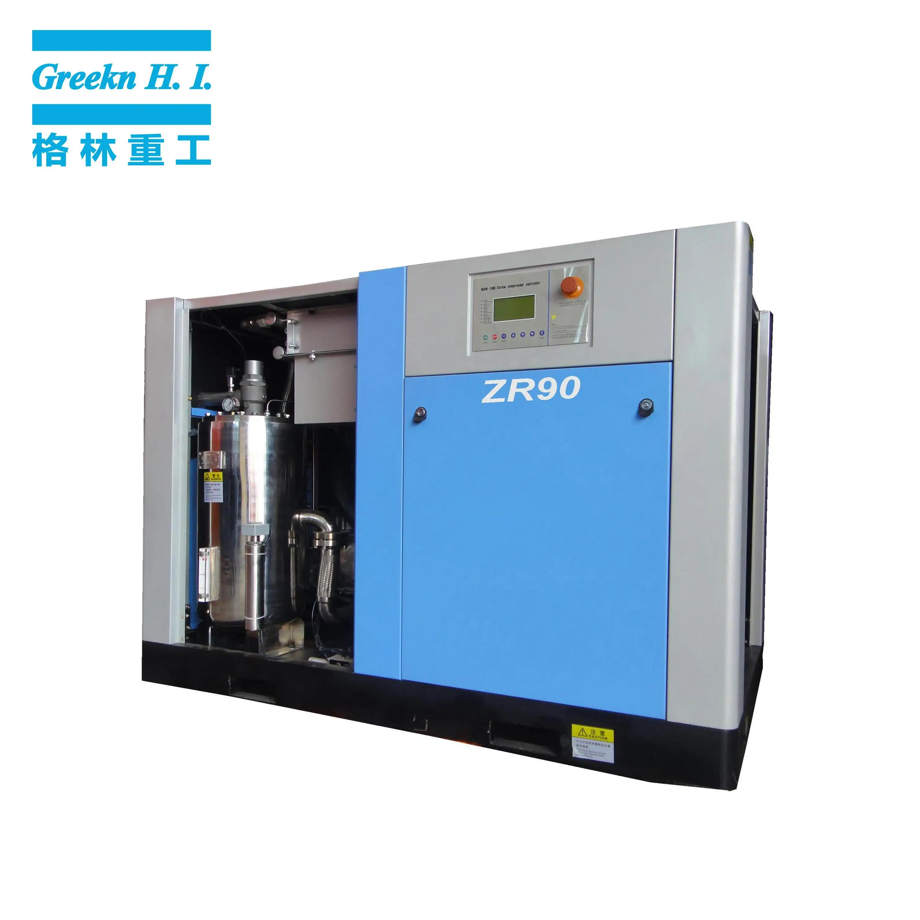 Greeknhi Oil Free Rotary Screw Air Compressor ZR90 90KW 125HP Water Cooled Oil Free Screw Air Compressor 2