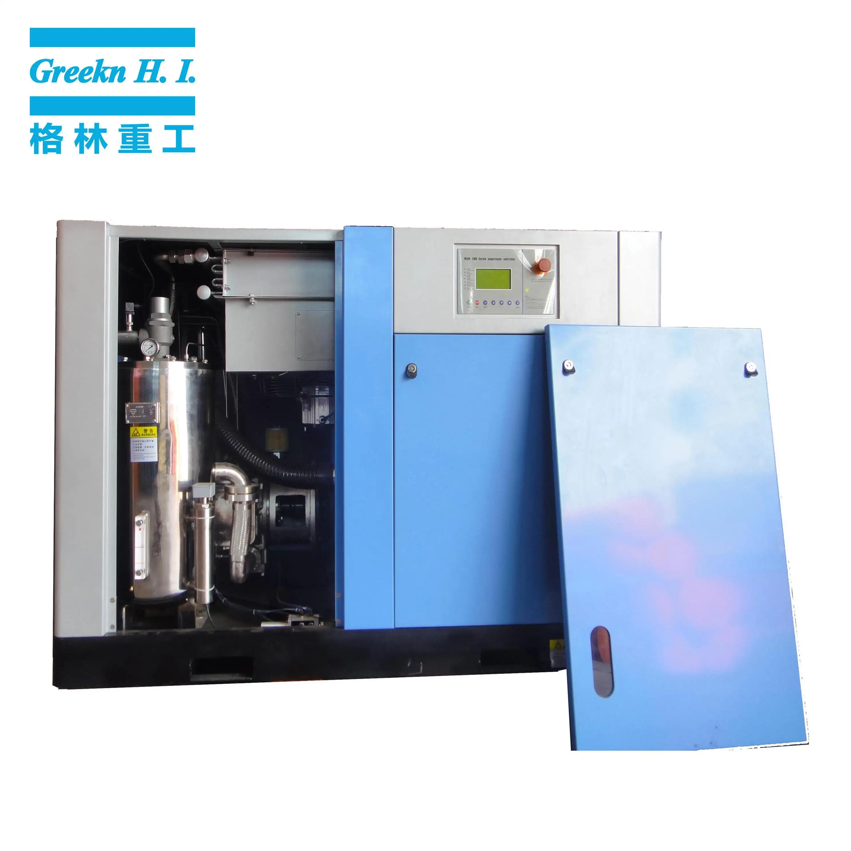 Greeknhi Oil Free Rotary Screw Air Compressor ZR90 90KW 125HP Water Cooled Oil Free Screw Air Compressor 8