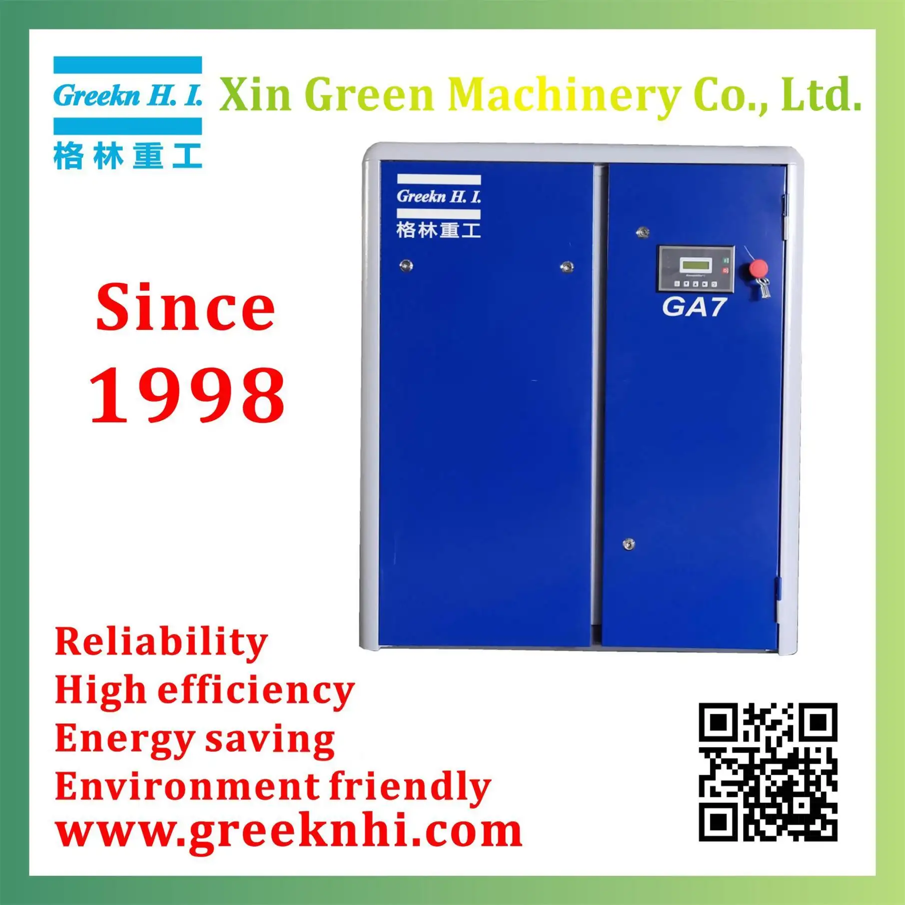 Greeknhi Single Stage Industrial Rotary Screw Type Air Compressor GA7 7.5KW 10HP 1