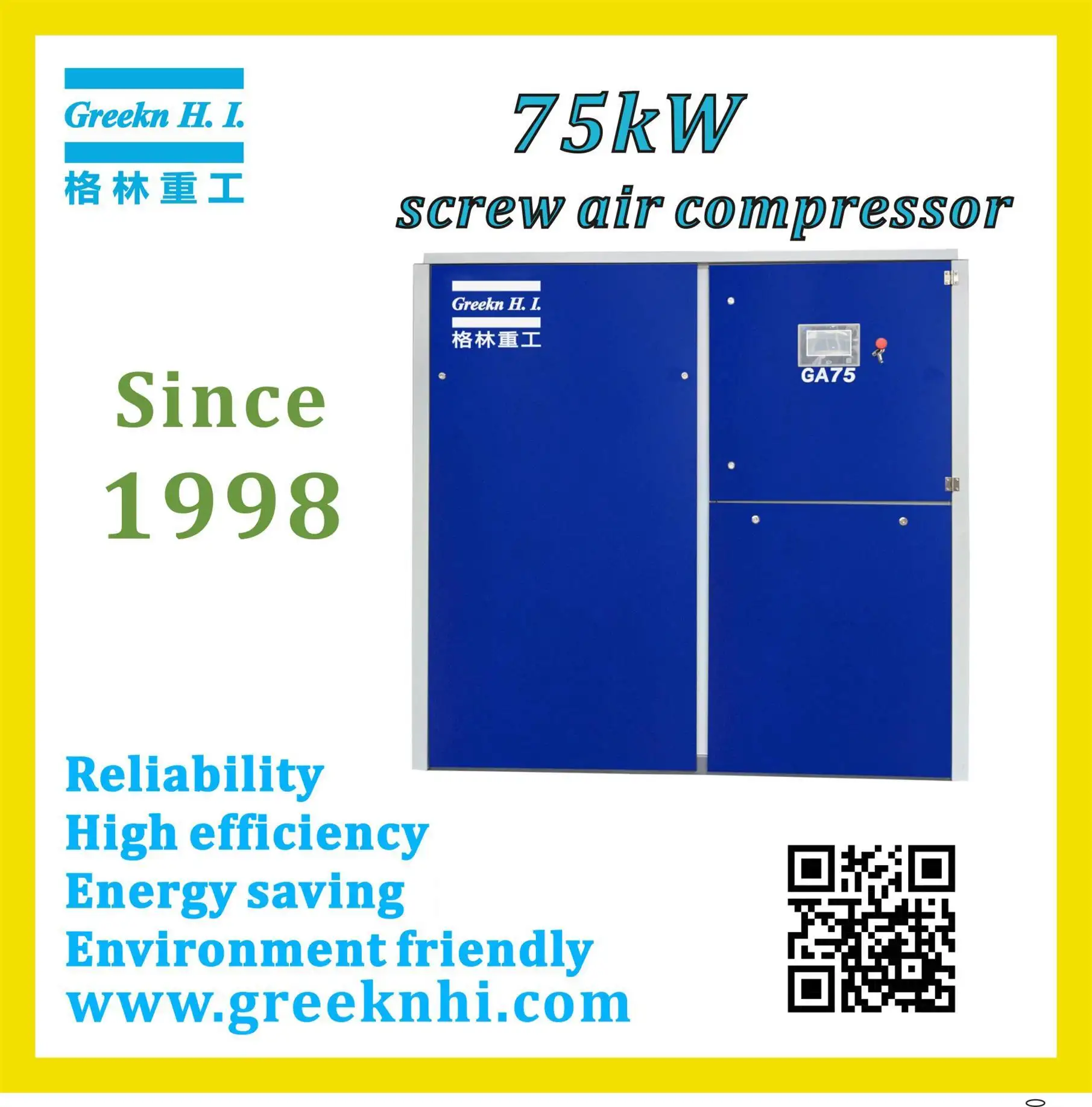 Greeknhi 75kw GA75 75KW 100HP High Quality Fixed Speed Rotary Screw Air Compressor 1