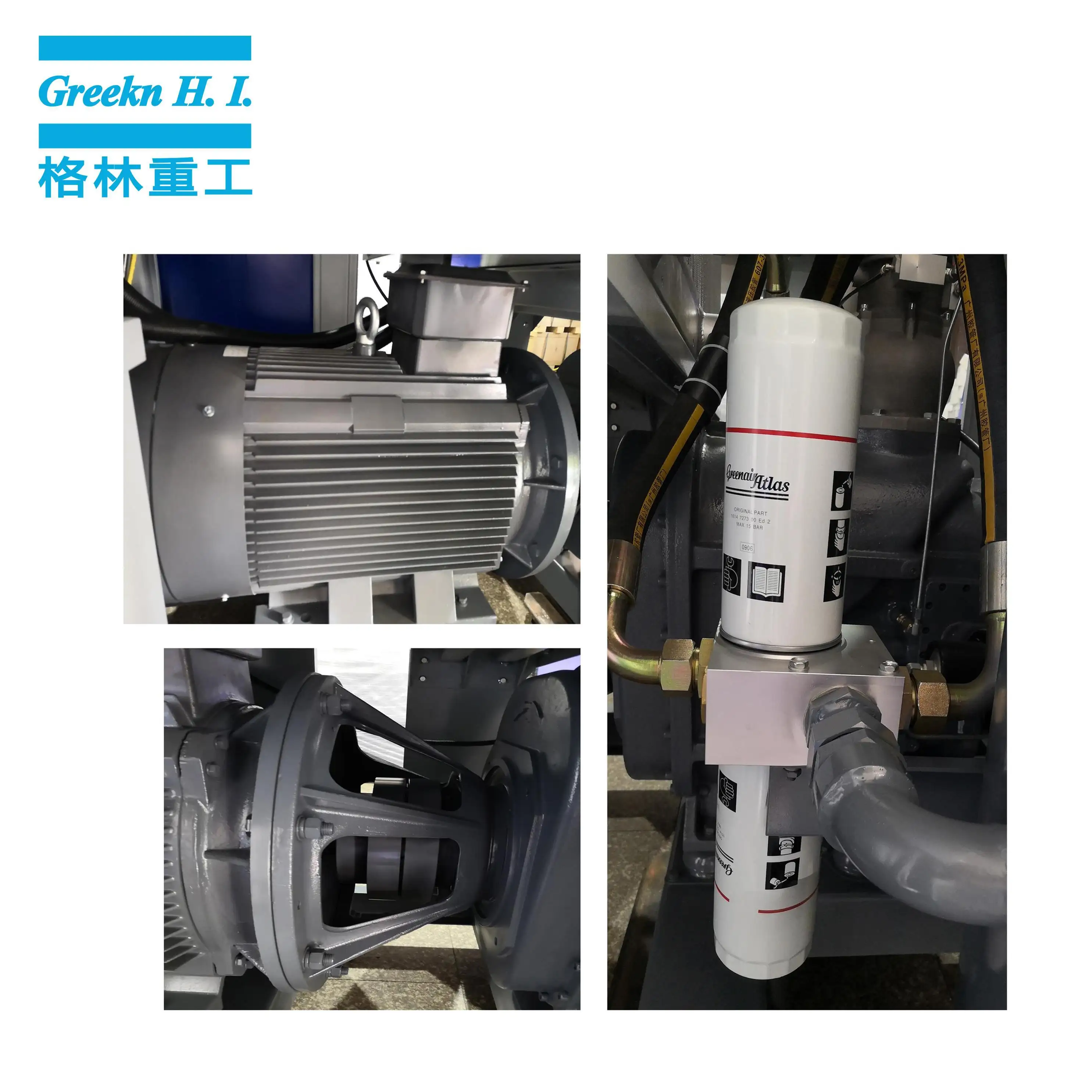 Greeknhi Screw Air Compressor GA110+VSD Energy Saving Variable Speed Rotary Screw Air Compressor With Inverter 4