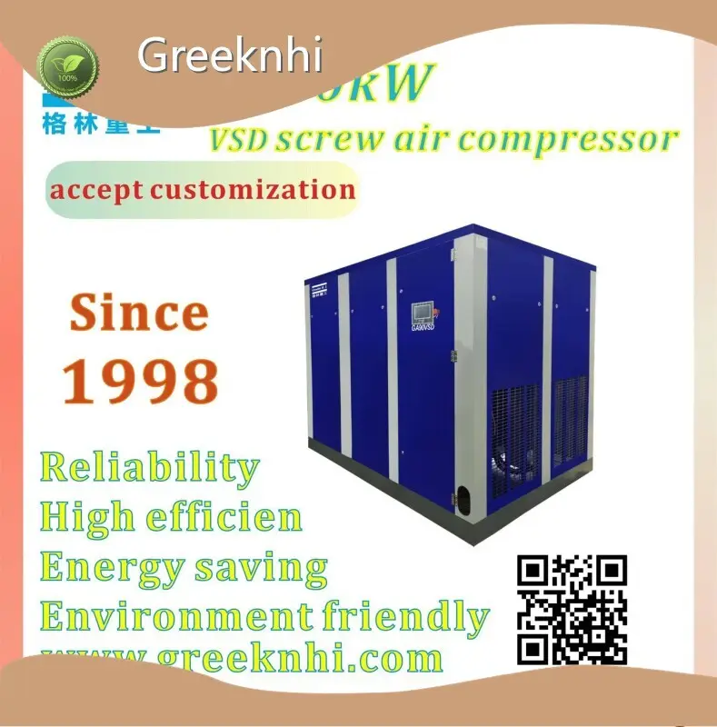 Greeknhi Variable Speed Screw Air Compressor GA90VSD 90kW 125HP Direct Drive Electric Screw Air Compressor 1