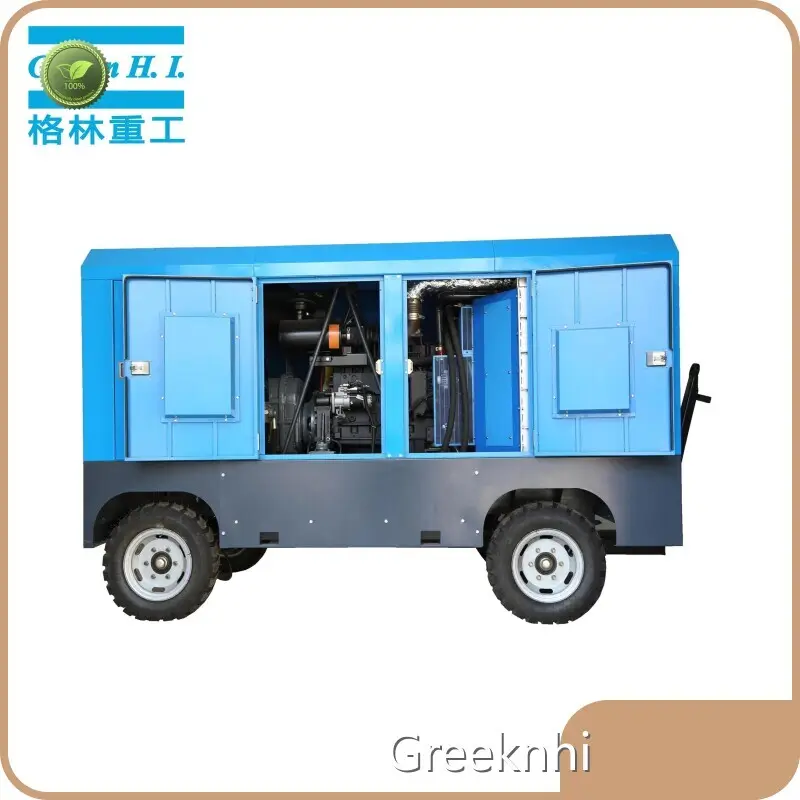 Diesel Air Compressor Manufacturers Greekn H.I. DM Series Diesel Engine Mobile Rotary Screw Air Compressor Wholesale - Greeknhi Screw Air Compressor 1
