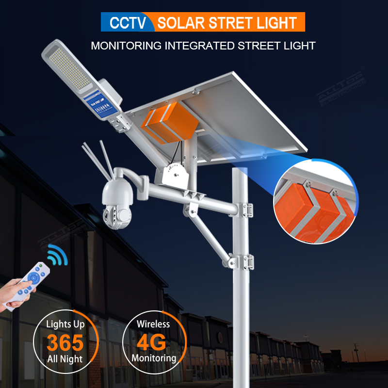 ALLTOP Wireless remote control outdoor solar power supply led street light lamp with cctv ip camera 2