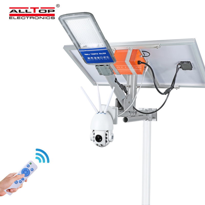 ALLTOP Wireless remote control outdoor solar power supply led street light lamp with cctv ip camera 1