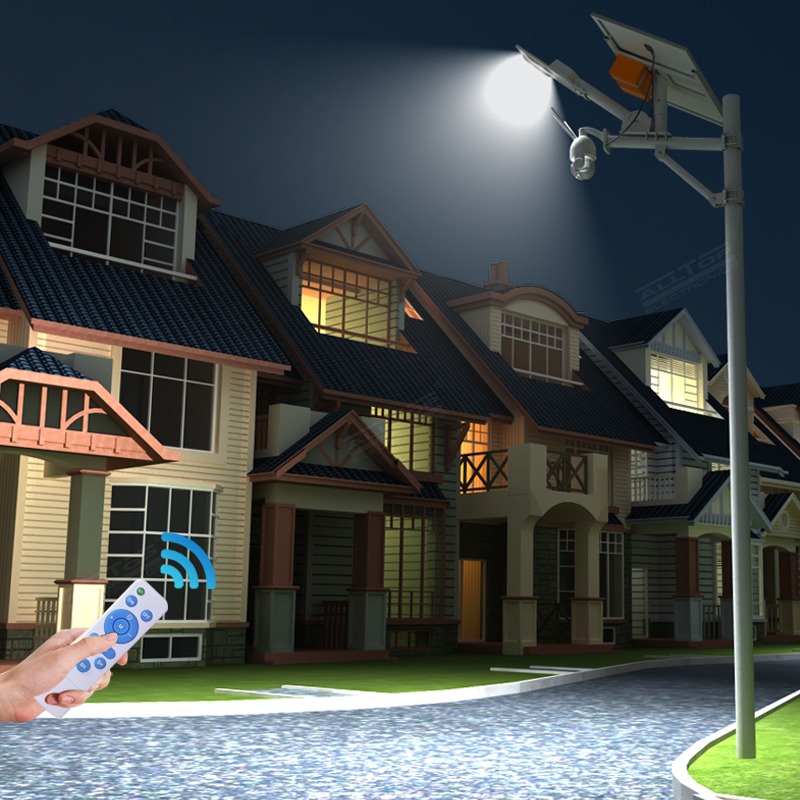 ALLTOP Wireless remote control outdoor solar power supply led street light lamp with cctv ip camera 6