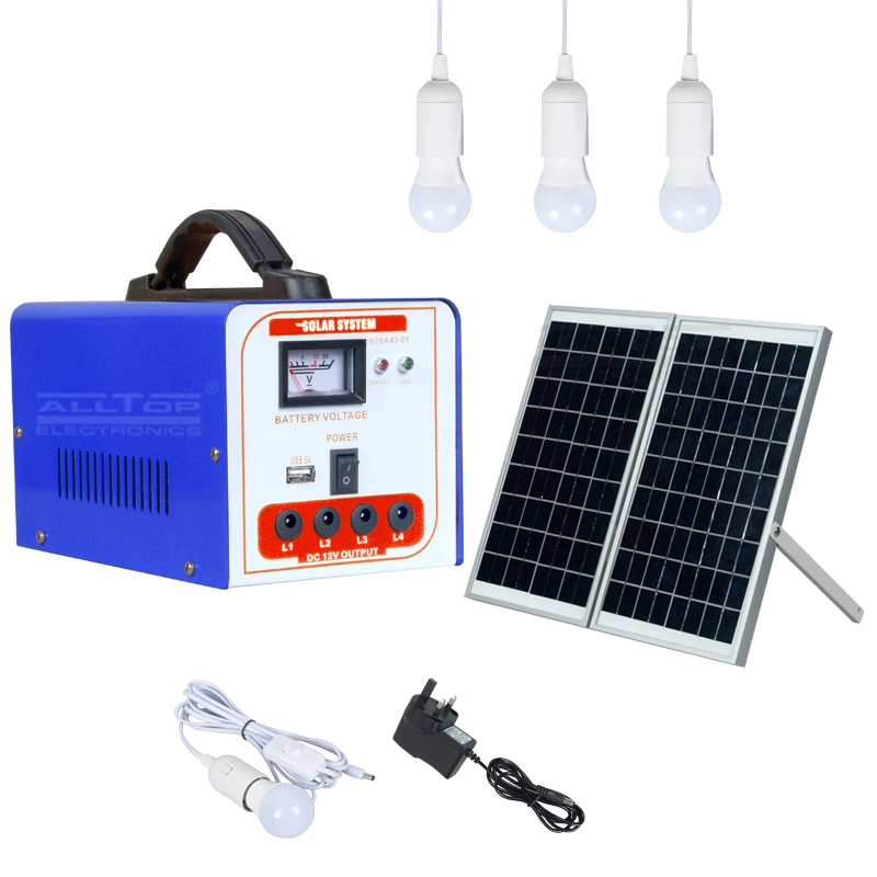 Portable Off-grid Mini home solar light kits DC/AC 40w solar panel power system with USB charger 1