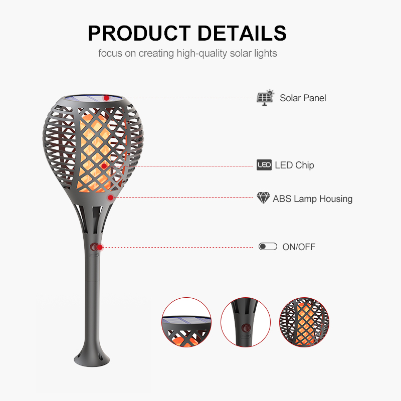 ALLTOP Torch Lights Realistic Dancing Flames Lamp ABS IP65 Waterproof Outdoor Lawn Led Solar Garden Light Popular Light 6