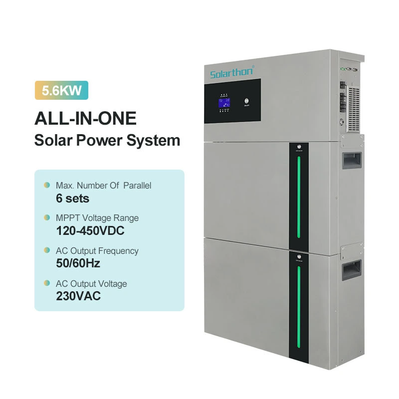 Complete Home Solar Power System 5.6KW Solar Panel Systems With LiFePO4 Battery All in One Solution 1