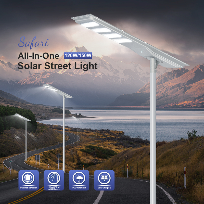 New Outdoor Waterproof 120w 150w Integrated All in One Led Solar Street Light 11