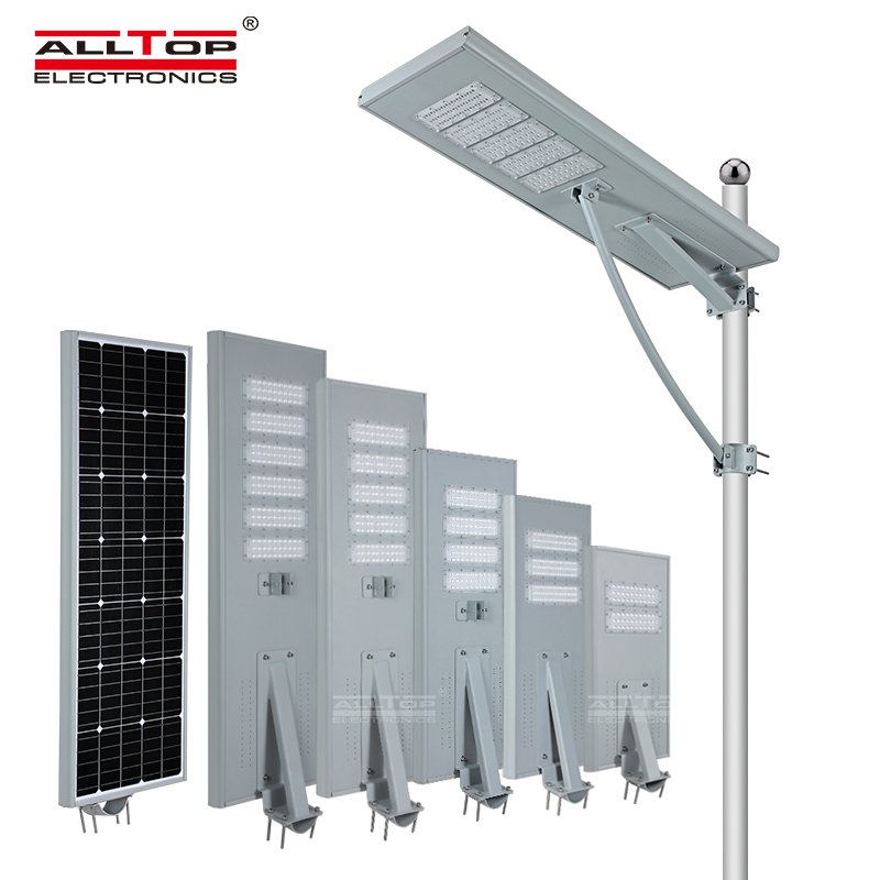 ALLTOP High quality outdoor courtyard lighting ip65 smd 60W 90W 120W 150W 180W integrated all in one led solar street light 4