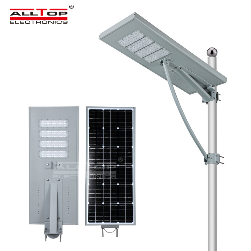 ALLTOP High quality outdoor courtyard lighting ip65 smd 60W 90W 120W 150W 180W integrated all in one led solar street light 8