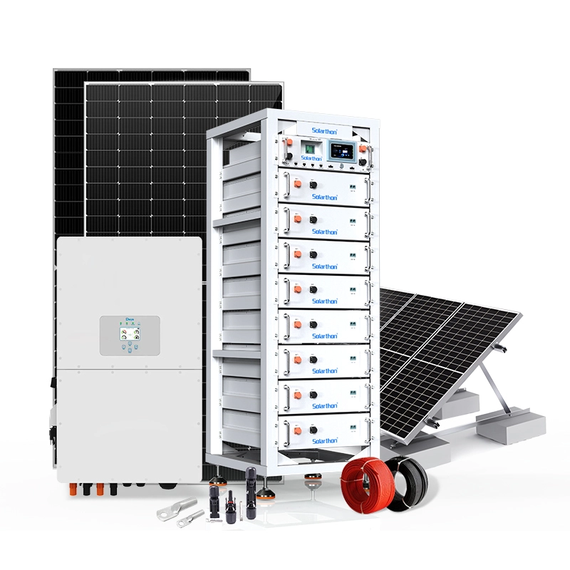 Super Complete Set 40KWH 15KW Hybrid Solar System with  Solar Panels Three Phase Inverter for Household Use 1