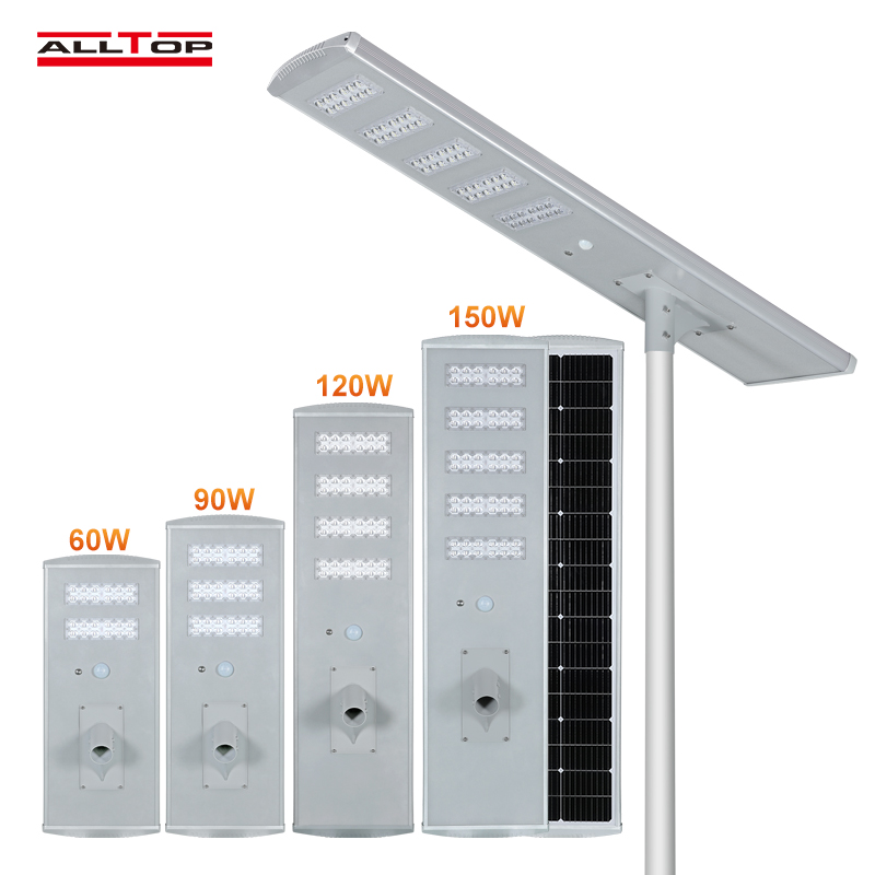 ALLTOP Energy Saving Street Light outdoor light 60W 90W 120W 150W integrated all in one led solar street light 4