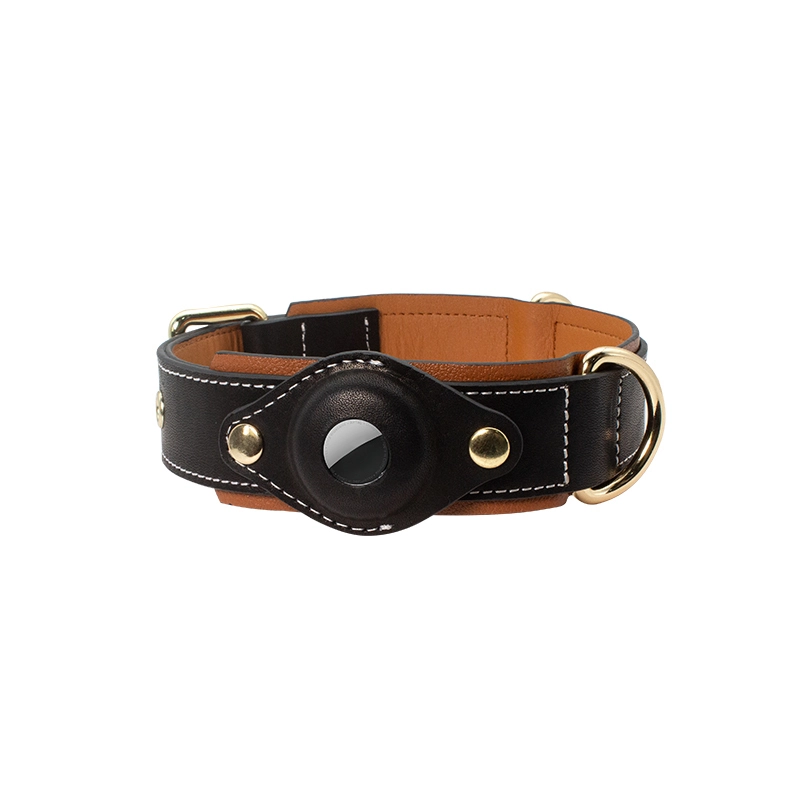 Collier pour chien AirTag en cuir véritable | Collier pour chien en cuir avec support Apple AirTag PSP-215 1
