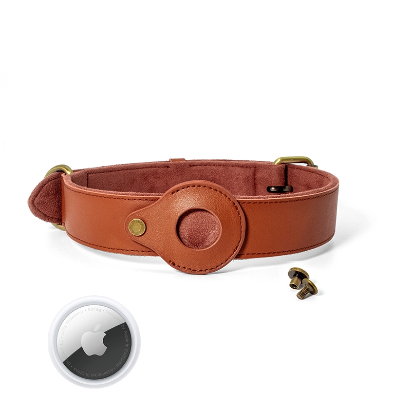 Collier AirTag pour chien en cuir | Collier en cuir pour chien avec support AirTag PSP-305B 1