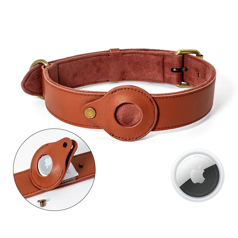 Apple Dog Tracker Collar Black/Brown by Purespet 9
