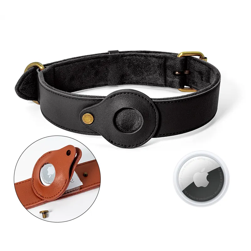 Apple Dog Tracker Collar Black/Brown by Purespet 10