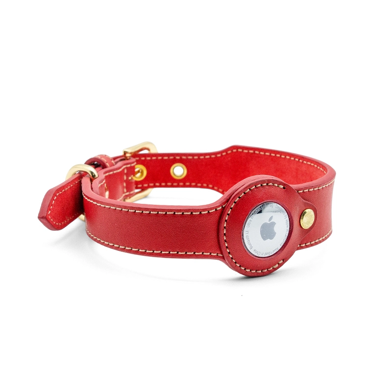 Collier pour chien AirTag en cuir véritable | Support AirTag anti-perte, collier réglable PSP-305D 1