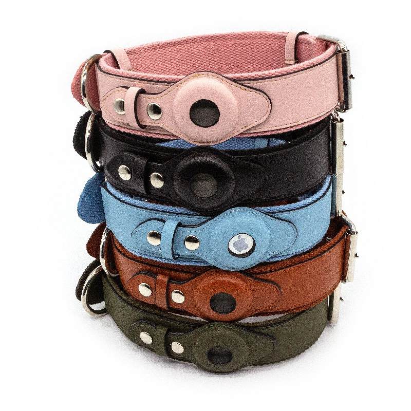 Coleira de cachorro AirTag de couro vegano | Suporte anti-perda para airtags coleira ajustável para cachorro PSP-315 1