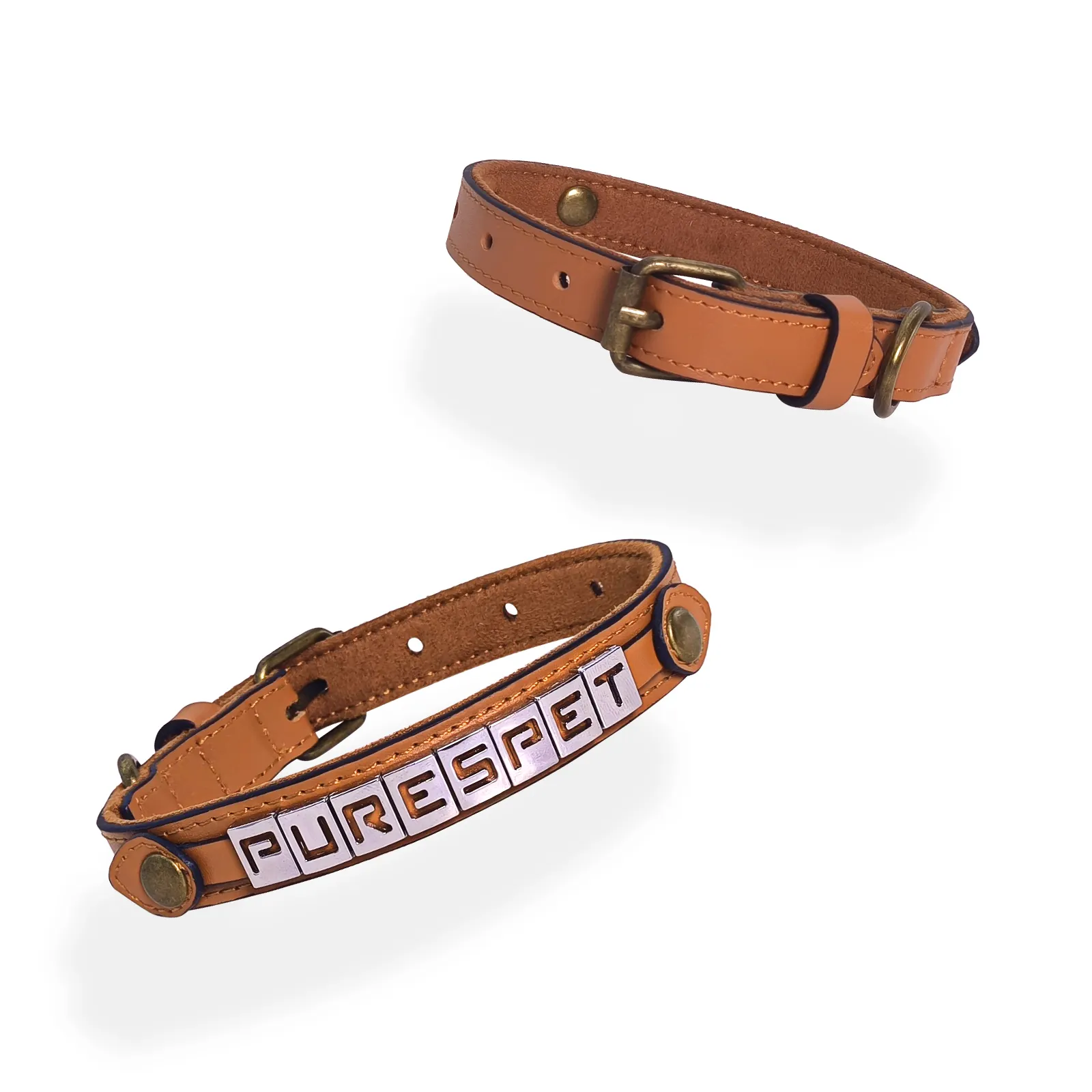 Handcrafted Leather Dog Collars Brown - - 7