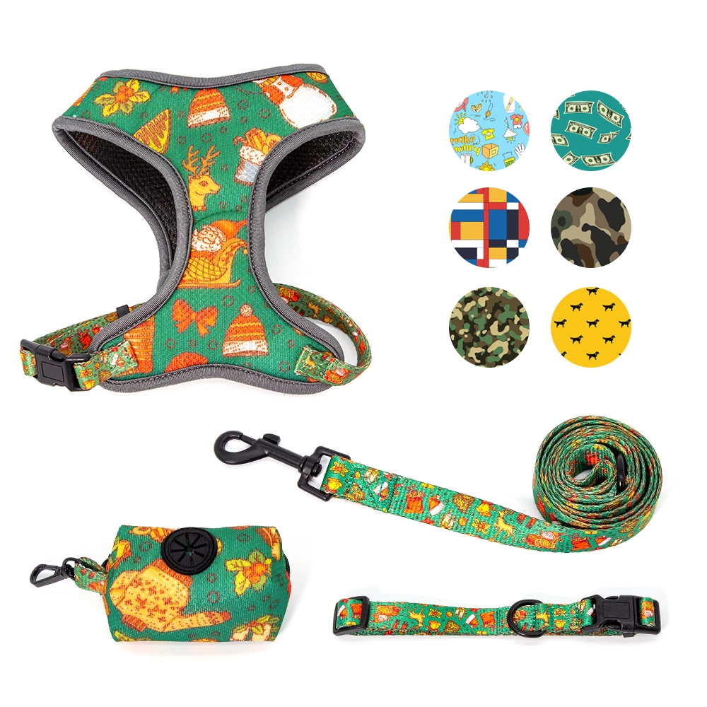 Coleira para coleira de cachorro com suporte para saco de cocô conjunto de 4 peças PSP-1042 1