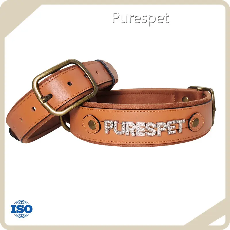 Personalized Leather Dog Collars Brown - - 1
