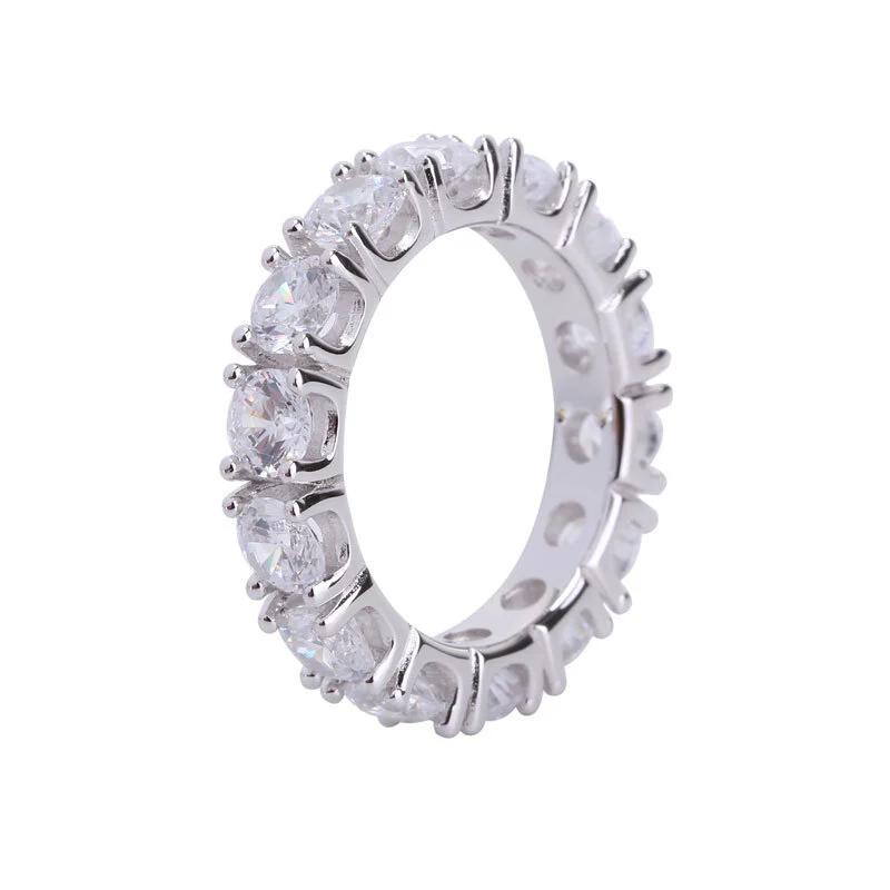 Sterling Silver Eternity Ring Pave Set with Zircons 18K White Gold Plated for Women 1