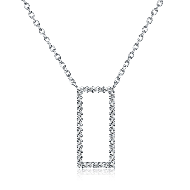 Rectangle Pendant Necklace in Sterling Silver 18K Gold Plated for Women 1
