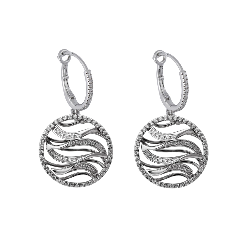 CZ Drop Earrings in Sterling Silver with Water Ripple Zircons for Women 1