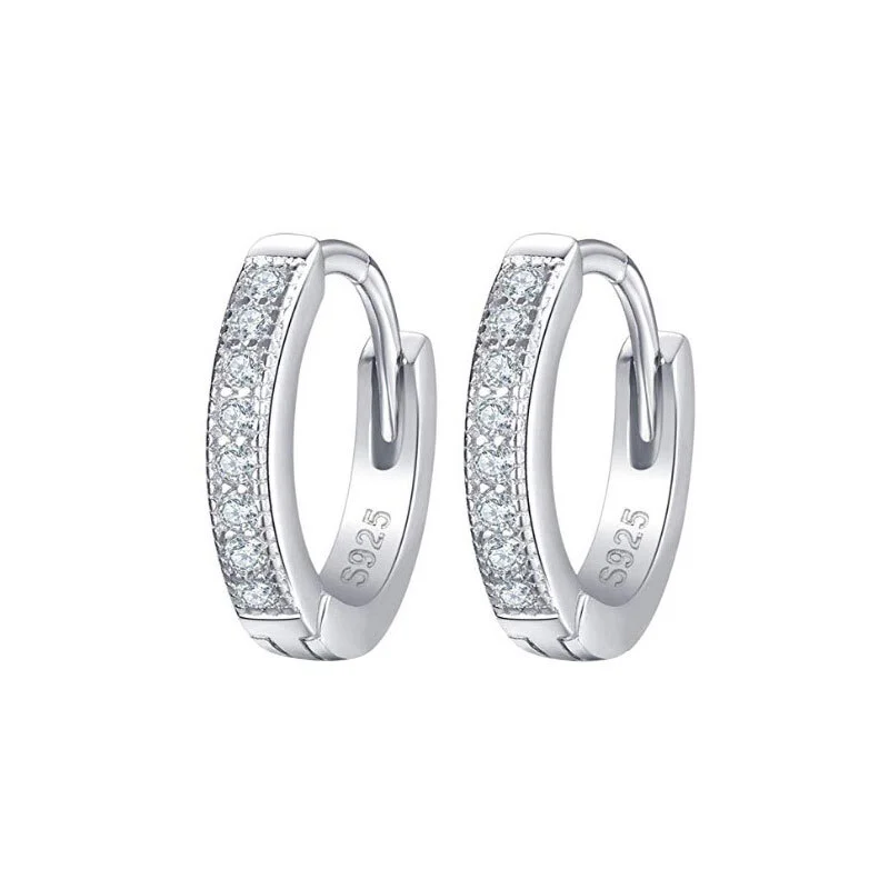 Huggie Hoop Earring in Sterling Silver Pave Set with CZ 18K Yellow Gold Plated for Women 1