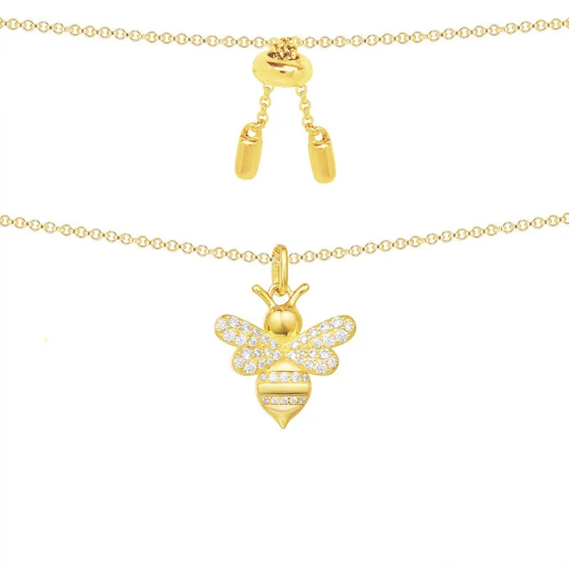 Bumble Bee Necklace in 925 Sterling Silver Bee Pendant for Women 1